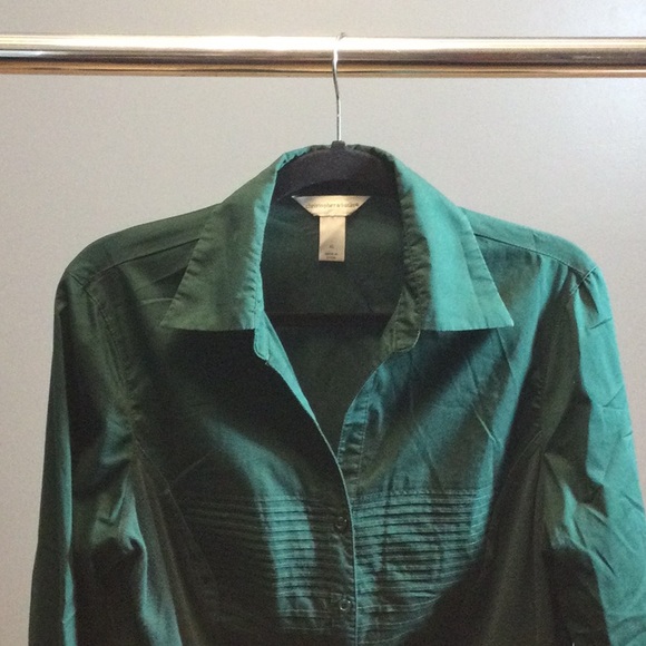 XL Christopher & Banks hunter green stretch button down blouse - Picture 5 of 16